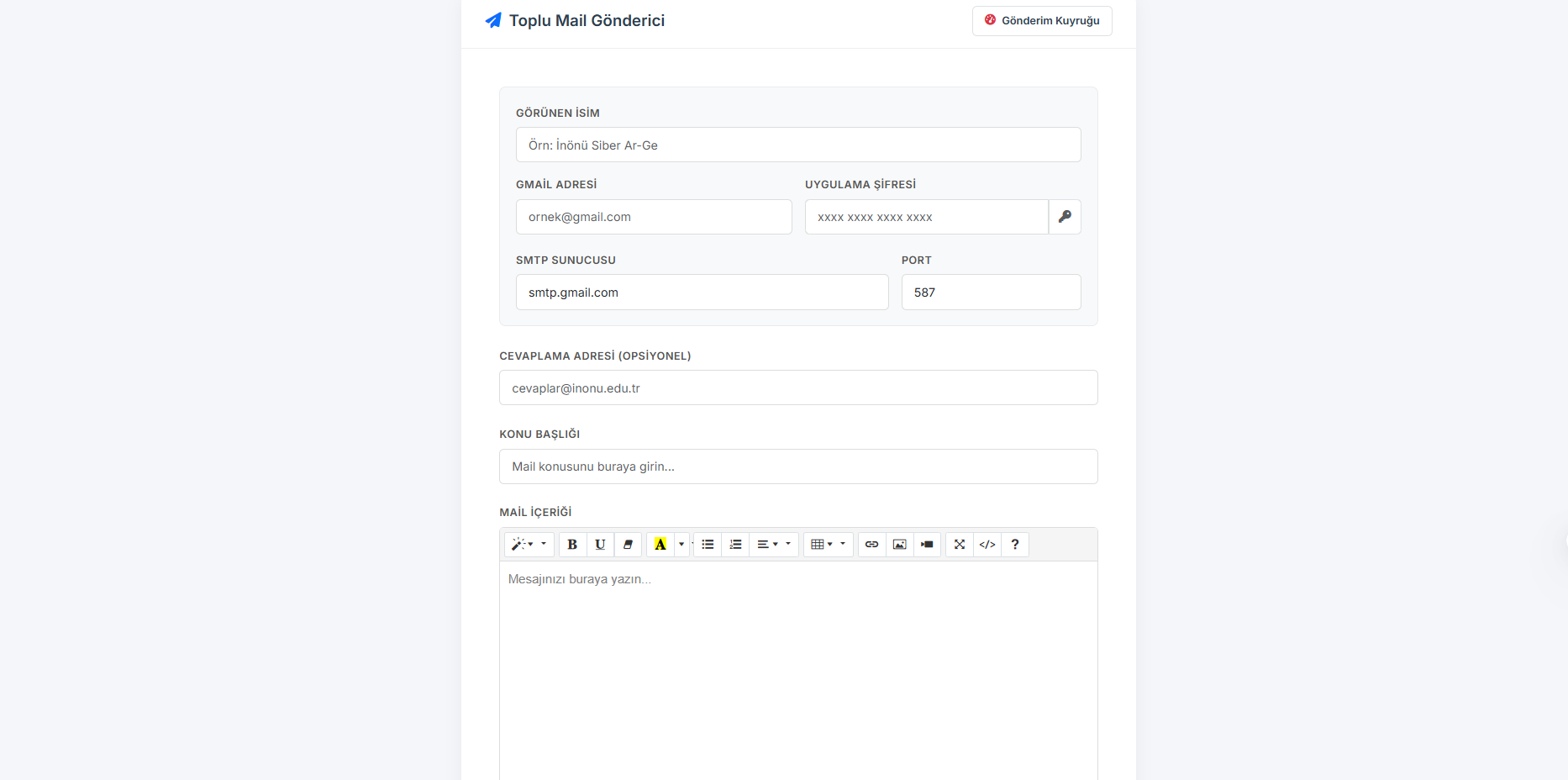 Toplu Mail Gönderim Servisi